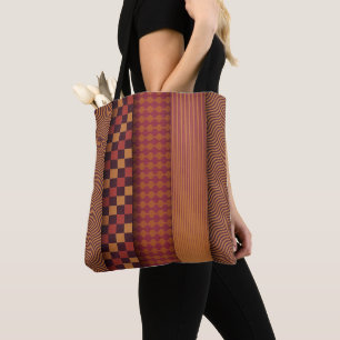 Retro Waves and Geometric Midcentury Pattern Tote Bag