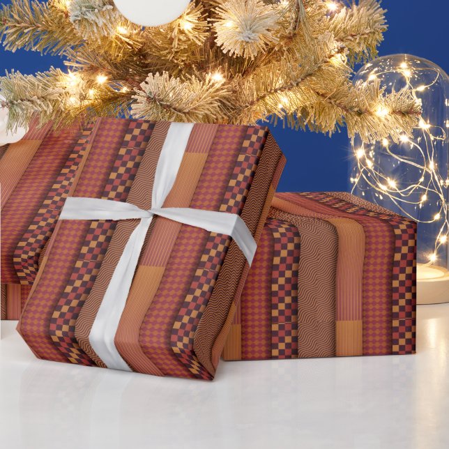 Retro Waves and Geometric Midcentury Pattern Wrapping Paper (Holidays)