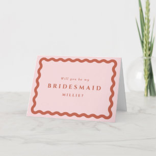 Retro Waves Blush & Terracotta Bridesmaid Proposal Card