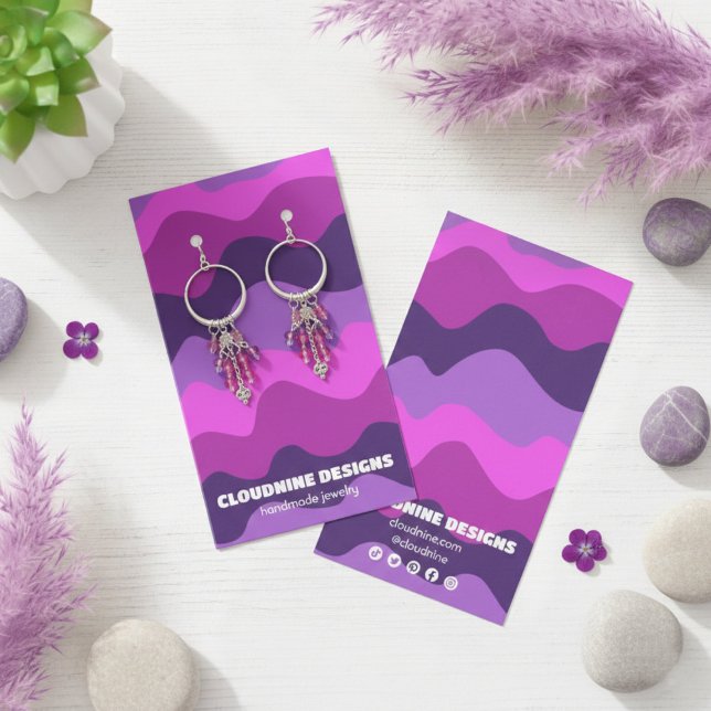 Retro Waves Earring Necklace Jewellery Display Car (Purple Retro Waves Earring Necklace Jewelry Display Card
)
