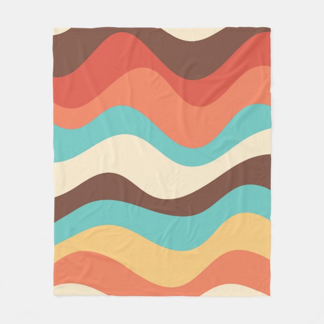 Retro Waves Muted Colours Fleece Blanket (Front)