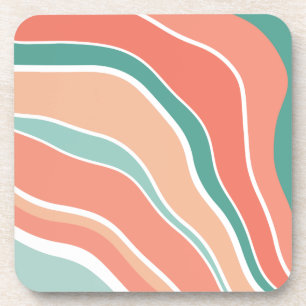 Retro Waves - Orange and Green Coaster