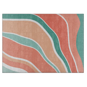 Retro Waves - Orange and Green Cutting Board
