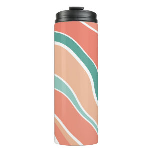 Retro Waves - Orange and Green Thermal Tumbler