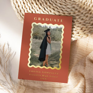 Retro Waves Terracotta & Gold Graduation