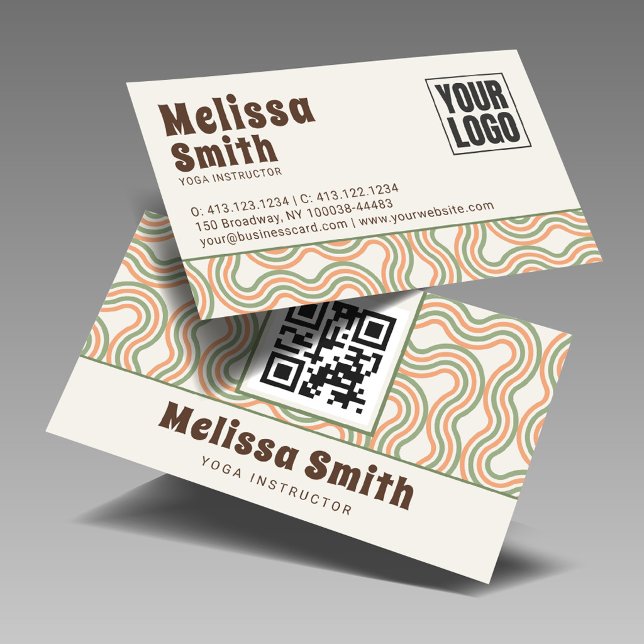 Retro Wavy Abstract Pattern Custom  Business Card (Creator Uploaded)