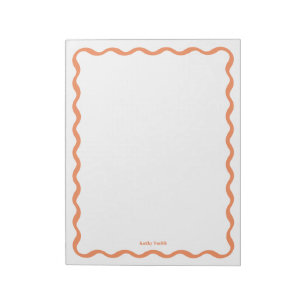Retro Wavy Apricot Personalized Stationery Notepad
