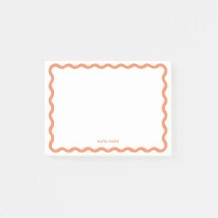Retro Wavy Apricot Personalized Stationery Post-it Notes