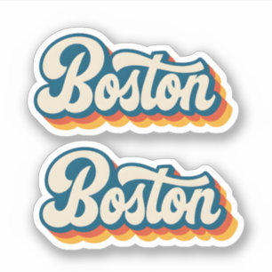 Retro Wavy Boston Script Vintage City Design