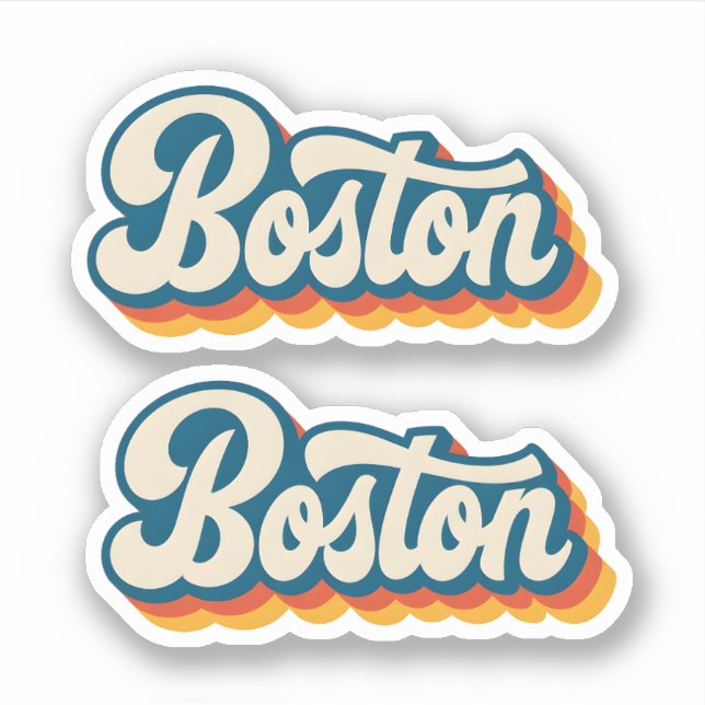 Retro Wavy Boston Script Vintage City Design (Front)