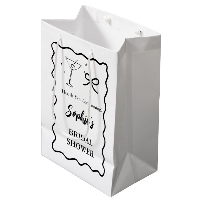 Retro Wavy Bridal Shower Gift Bag – Martini Glass (Creator Uploaded)