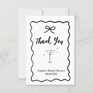 Retro Wavy Bridal Shower Thank You Card – Martini 
