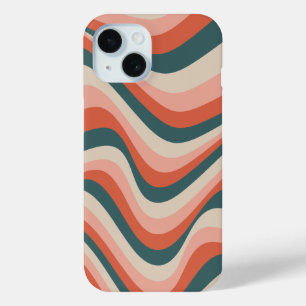 Retro Wavy Colourful Stripe Groovy Pattern iPhone 15 Case