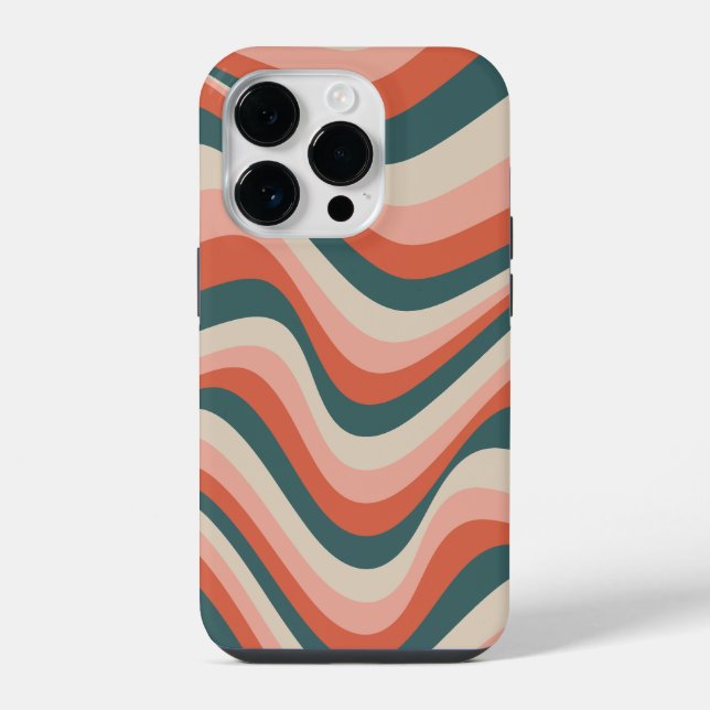 Retro Wavy Colourful Stripe Groovy Pattern iPhone Case (Back)