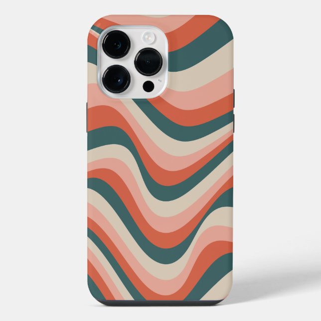 Retro Wavy Colourful Stripe Groovy Pattern iPhone Case (Back)