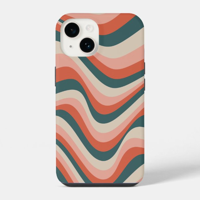 Retro Wavy Colourful Stripe Groovy Pattern iPhone Case (Back)