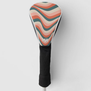 Retro Wavy Colourful Stripe Groovy Pattern Monogra Golf Head Cover