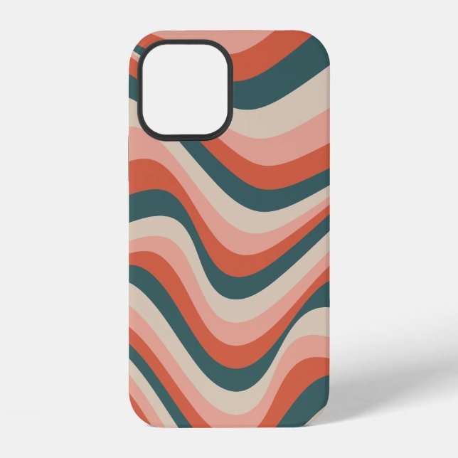 Retro Wavy Colourful Stripe Pattern iPhone Case (Back)