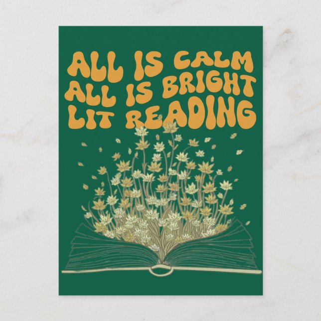 Retro Wavy Font Style Christmas Flowers Reading  Postcard (Front)