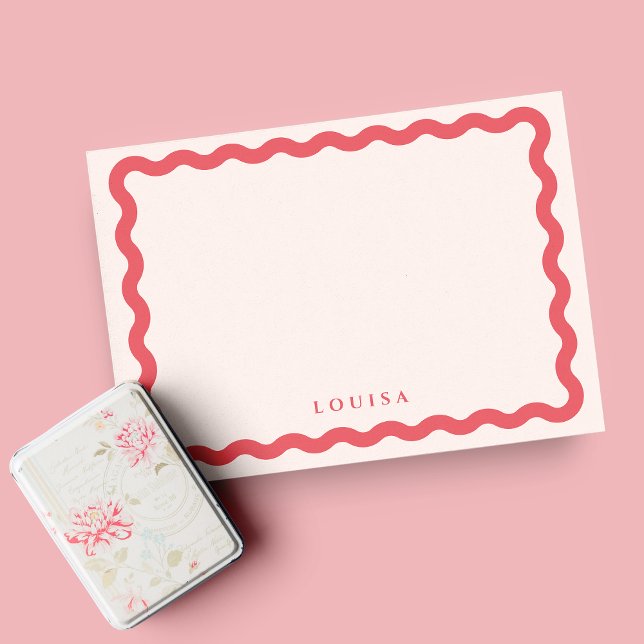 Retro Wavy Frame Blush & Terracotta Personalised Card (Creator Uploaded)