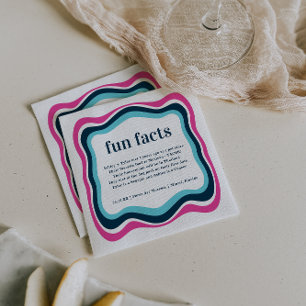 Retro Wavy Frame   Couple Fun Facts Wedding Napkin