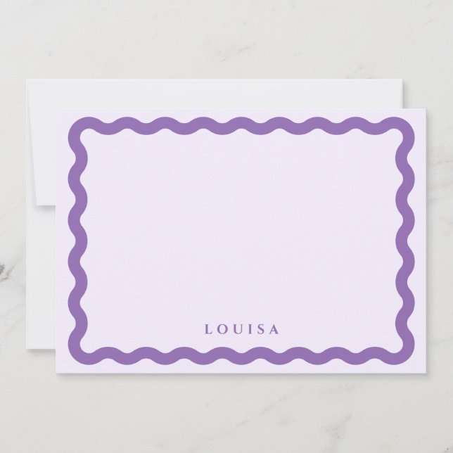 Retro Wavy Frame Purple & Lilac Personalised Card (Front)