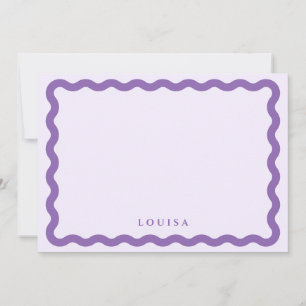 Retro Wavy Frame Purple & Lilac Personalised Card