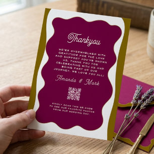 Retro Wavy Frame Whimsical Funky Classic Thank you Invitation