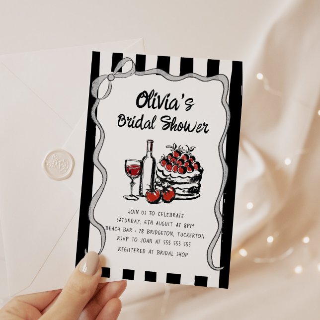 Retro Wavy Handwriting Bridal Shower  Invitation (Creator Uploaded)