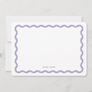 Retro Wavy Lavender Modern Personalised Stationery Card