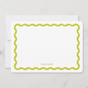 Retro Wavy Lime Modern Personalised Stationery Card