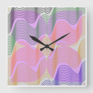 Retro Wavy Lines Abstract Geometric Art Wall Clock
