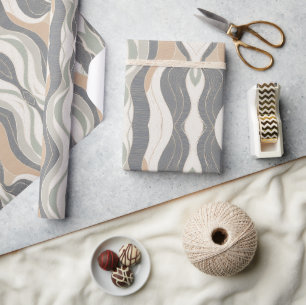 Retro Wavy Lines Abstract Wrapping Paper