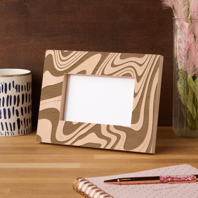 Retro Wavy Lines Modern Design Etched Frames (Left)