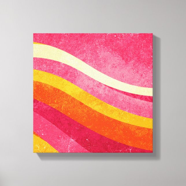 Retro Wavy Lines – Vintage Colour Background Canvas Print (Front)