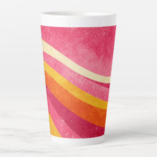 Retro Wavy Lines – Vintage Colour Background Latte Mug