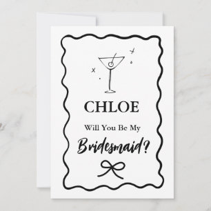 Retro Wavy Martini Glass Bridesmaid Proposal Invitation