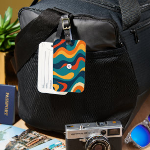 Retro Wavy Pattern Modern Abstract iPhone Case Luggage Tag