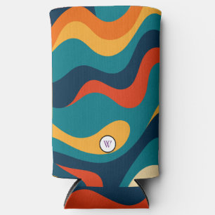 Retro Wavy Pattern Modern Abstract Seltzer Can Cooler