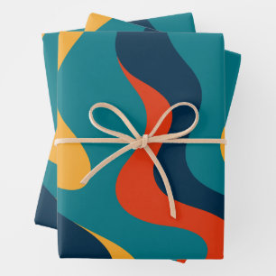 Retro Wavy Pattern Modern Abstract Wrapping Paper Sheet