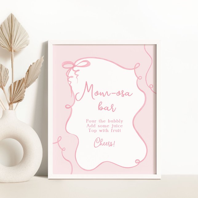 Retro wavy pink bow Mum-osa bar Poster (Creator Uploaded)