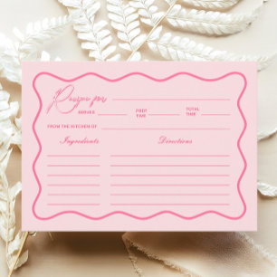 Retro Wavy Pink Bridal Shower Recipe Card