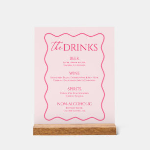 Retro Wavy Pink Drink Menu Bar  Acrylic Sign