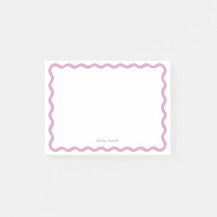 Retro Wavy Pink Simple Personalised Stationery Post-it Notes