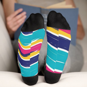 Retro Wavy Stripe Seamless Pattern Socks
