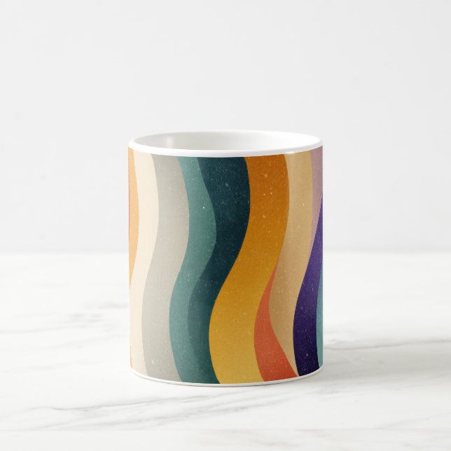Retro Wavy Stripes Abstract Pattern Coffee Mug (Center)