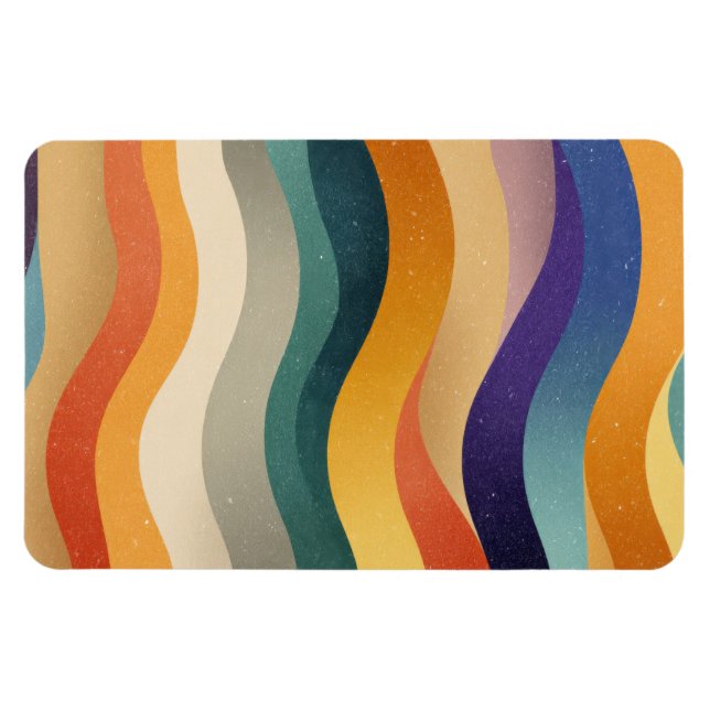 Retro Wavy Stripes Abstract Pattern Magnet (Horizontal)