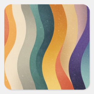 Retro Wavy Stripes Abstract Pattern Square Sticker