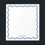 Retro Wavy Stylish Blue Personalised Stationery Notepad<br><div class="desc">A simple and stylish retro style wavy scallop border design with personalised notepad in dusty blue and white with a retro style serif font.</div>