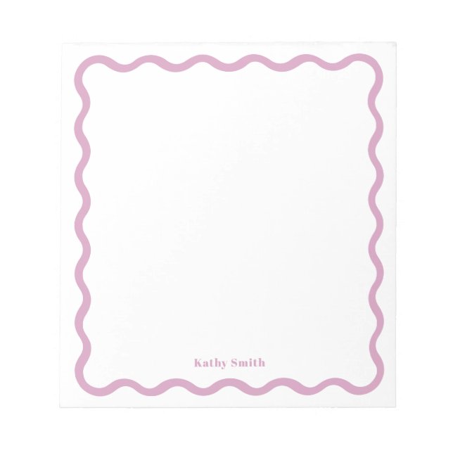 Retro Wavy Stylish Pink Personalised Stationery Notepad (Front)